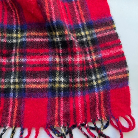 Lochmere 100% Cashmere Scarf w Fringe Rectangle RED BLUE Yellow Soft - Picture 4 of 7